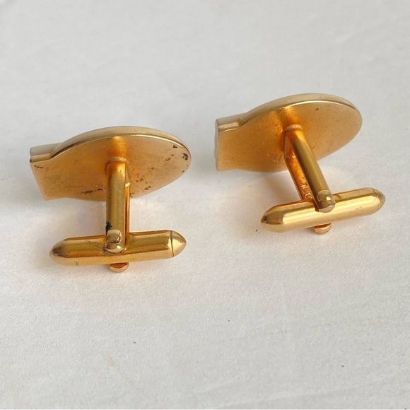 Vintage Swank Cuff Links 60s Gold Tone Faux Mother Of Pearl MOP - Picture 6 of 8